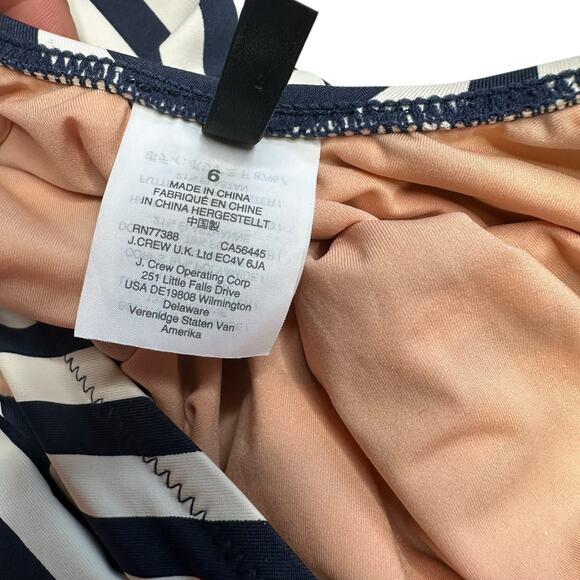 J CREW Bow Front One Piece Swimsuit Classic Stripe Women's Size 6 Blue Cream - Picture 6 of 9